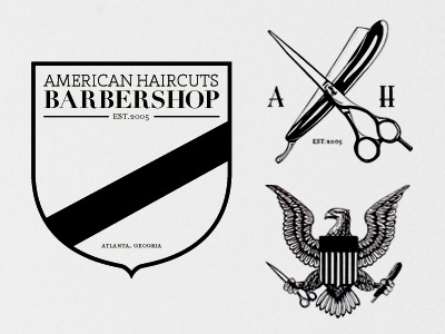 American Haircuts barbershop icon logo logos mark