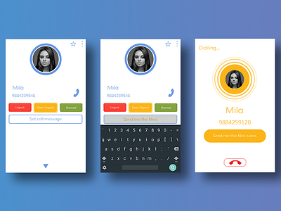 Call Priority app blue call dial green mobile app phone ui ux white yellow