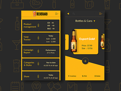 Bottles & Cans app beer black button clean grey password sign in sign up ui ux yellow