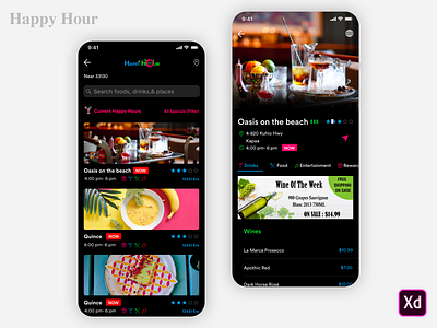 Happy Hour App Ui android concept delivery figma food fooddelivery happyhour ios mobileapp