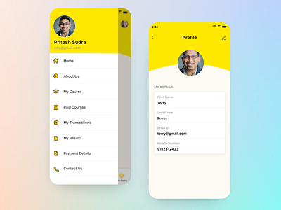 Side Menu Or Profile Page Design android app concept creative ios app mobileapp profile page sidemenu ui ux