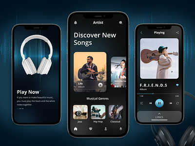 Online Music Streaming App android app design behance branding design dribbble graphic design illustration ios ui ui design ui trends uiux ux ux design