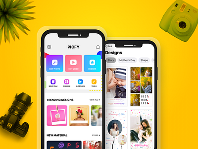 PICFY - Photo & Video Collages appdesign design designer editor icoderz photo picfy ui ux video webdesign