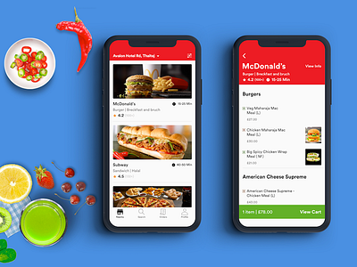 Food Delivery App Design - Restaurant Listing Screen