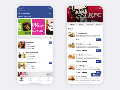 Food Delivery App UI Design android android app android app design delivery delivery app delivery service design designer development food food and drink food app food delivery ios iphone