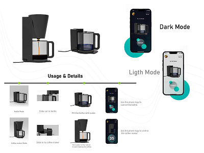 Swift Multipurpose kettle and coffee maker industrial design mobile app product design ui uiux design ux