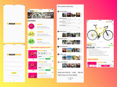 Bicycle shop e-com app design app bicycle design ecom roarbikes ui ux