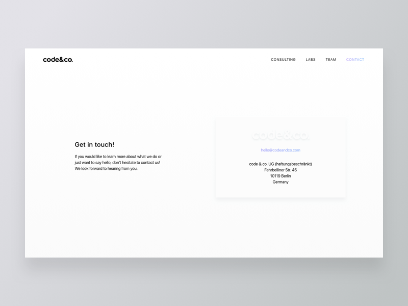 Minimal Contact Page