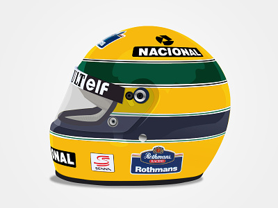 Senna ayrton design driver f1 formula helmet illustration passion racing realistic senna yellow