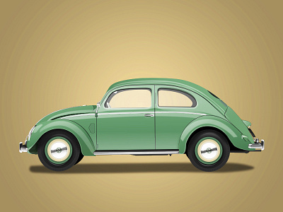 Beetle beetle car foxy green illustration old vector vehicle vintage yellow