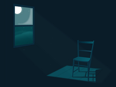 Still Life chair dark illustration light moon peaceful quiet relaxing room shadows silence