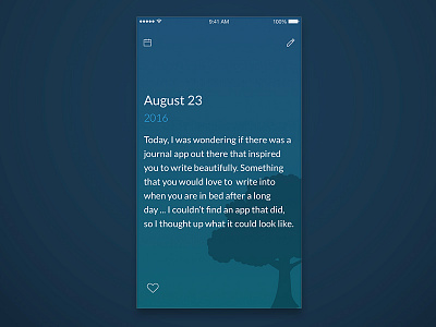 Inspiring Journal app blue diary flat interface journal mobile personal relaxing ui ux writing