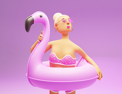 Summer dreams 3d character flamingo illustration resort sea summer tourism travel