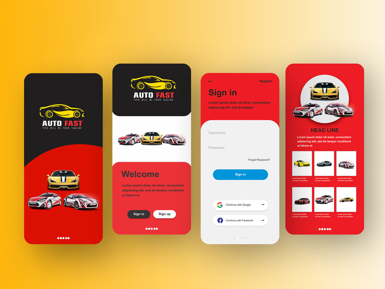 AUTO FAST Racing Car User Inter Pages by Rezaul Hossain on Dribbble