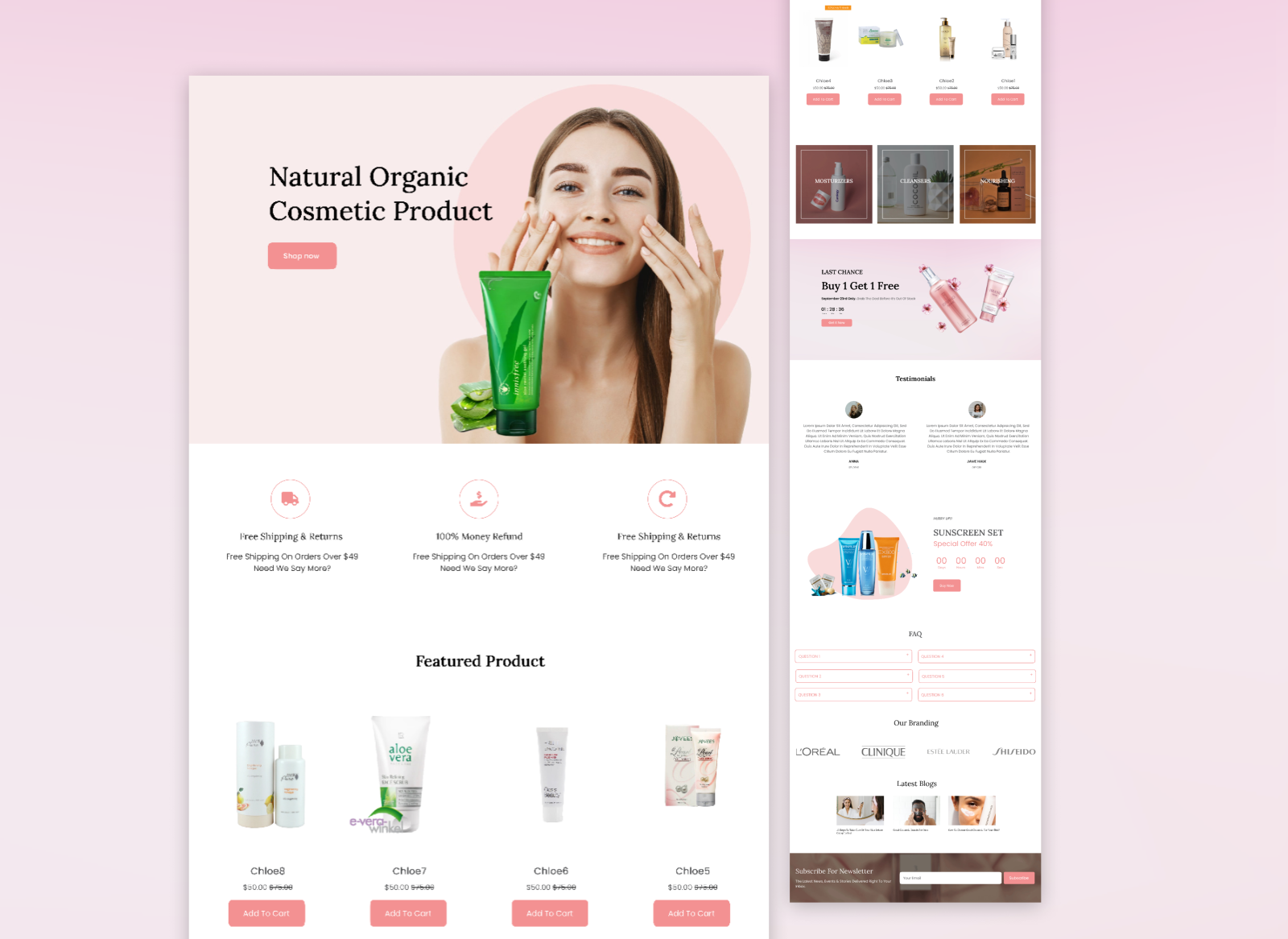 Organic Cosmetic Landing Page Design by Mostak Ahmed on Dribbble