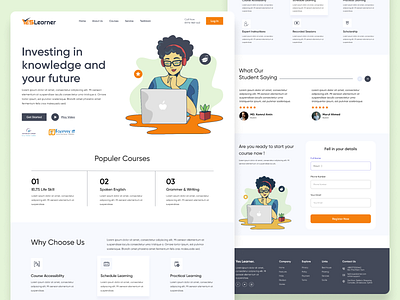 E-learning Landing page Design design e learning education elearning illustration landing landingpage online learning ui uiux webpage