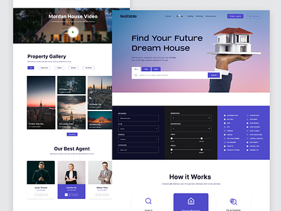 Real Estate Landing Page Design animation branding design estate home house illustration landing landingpage rant realestate ui uiux webpage website