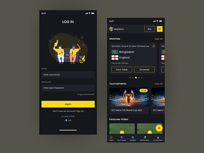 SoreBee Mobile App Design, Sports App