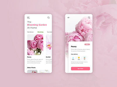 Blooming App. Concept app design flat ios light mobile mobileui ui uidesign uiux web