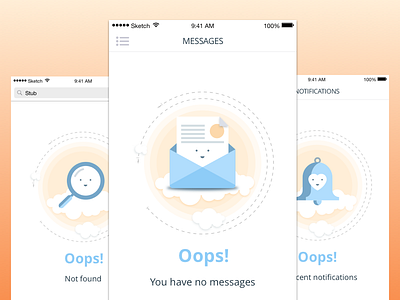 Oops! app blue clear debut first flat interface ios material stubs ui ukraine