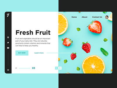 Fresh Fruit app card design flat food illustration light typography ui ux vector web