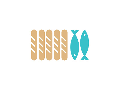 5 Loaves 2 Fishes flat icon illustration logo logo design minimal simple