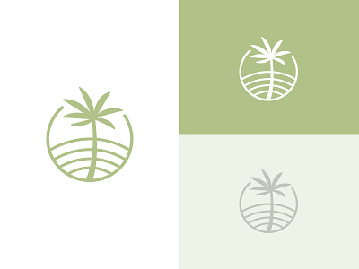 Navarre Gardens Logo beach gardens logo logo design ocean palm palm tree setting sun