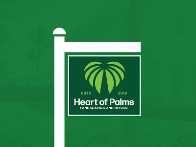 Heart of Palms brand identity contracting contractor contractor logo illustration landscaping lawn care logo logo design logo identity negative space logo palm trees simple