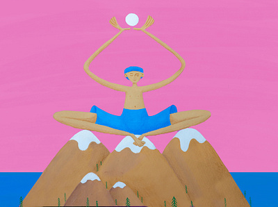 Meditation art artwork design drawing graphicdesign illustration illustrator meditation mountain pink