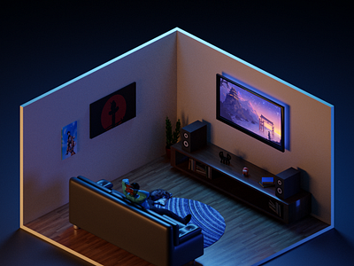 Chillax Room 3d art 3d modeling animation blender3d design illustration logo realistic render ui