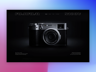 FujiFilm concept - X100V Cam branding dailyui design flat landing minimal ui ux web website