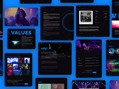 Company that makes and distributes techno music - website agency design ecommerce flat minimal music platform techno ui ux web website