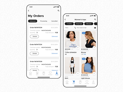 Ecommerce Clothes Shop app design flat minimal mobile ui ux