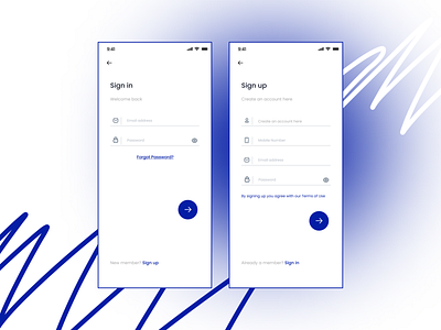 Sign up/in ux app design flat minimal ui ux
