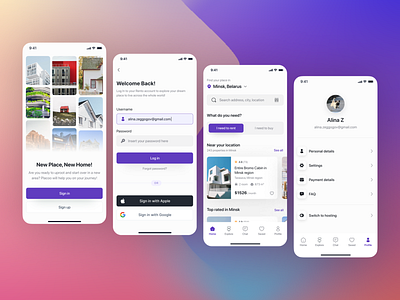 App Rento app design flat minimal ui ux