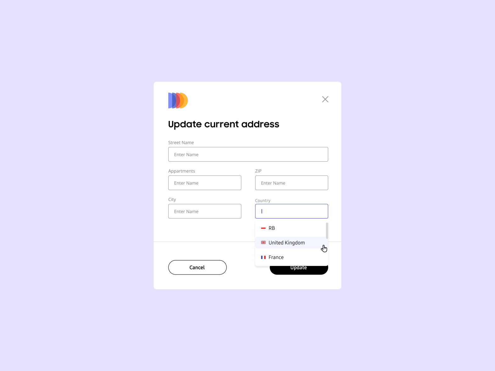 Modal / Pop up / address by Alina on Dribbble