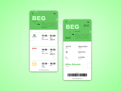 AirCo Boarding Pass app ... adobexd airplane black boarding pass booking design flight flight system green plane planeticket ticket trending ui white
