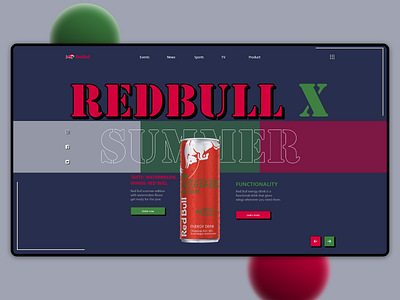 RedBull website ... adobexd blue branding design drink green red redbull trending ui web webdesign websait white