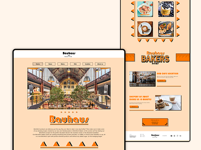 Bauhaus website ... black branding cafe design menu minimal orange restoran retro trending ui web webdesign websait white