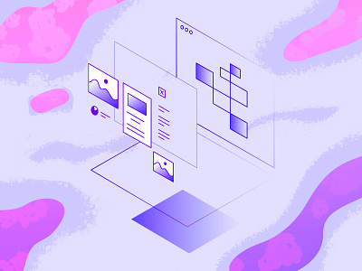 Modular Wireframes abstract app colors gradient illustration isometry perspective shapes vector wireframes