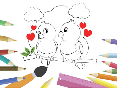 Birds Coloring Pages activitybooksforkids book cover design coloring page coloring pages coloringbook coloringpageforadults coloringpagesforkids custom interior dotcoloring kdp kdp cover kdpamazon kdppublishing lineartworks low content books paperback self publishing valentine day