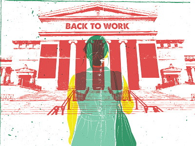 Back to Work girl illustration majkol museum poster vector vintage
