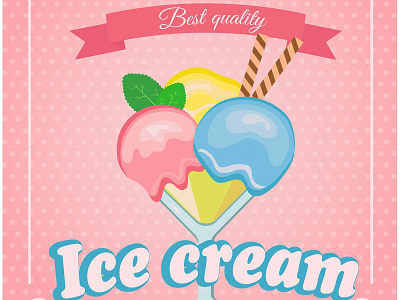 ice cream banner in vintage style