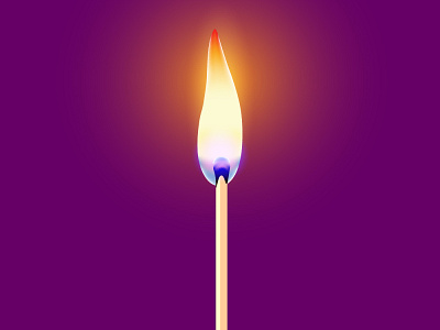 Burning match fire flame realistic illustration the match is on vector