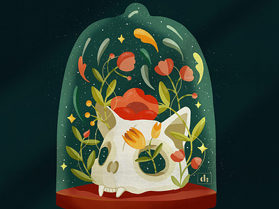 Kitty dome digital art flat illustration