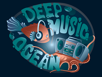 DeepMusicOcean deep illustration music ocean vector