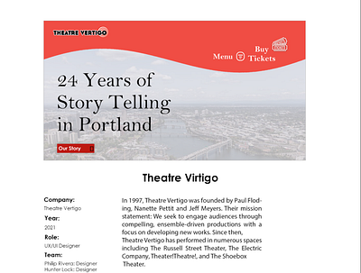 Theatre Vertigo Case Study adobe xd case study hover effects photoshop prototyping ux design web design