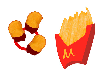 Nuggets & Fries design fastfood food logo mcdonalds procreate