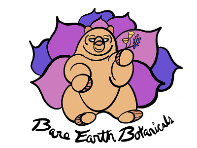 Bare Earth Botanicals art bears design digital logo plants procreate