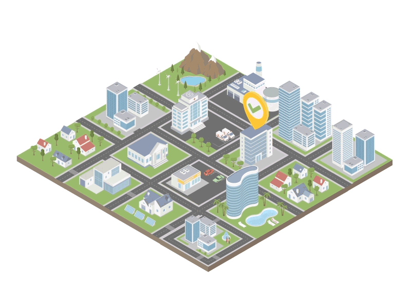 Isometric Flat World animation character city construction corporate ecology explainer flat isometric map builder people transport